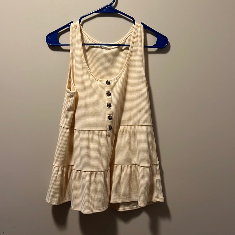 Cute White and golden yellow flowy tank top